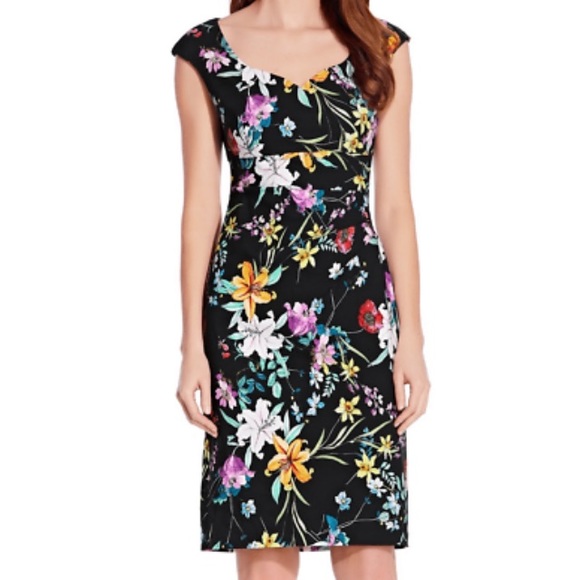 ADRIANNA PAPELL Floral Sweetheart Drape Sheath 8US - Picture 5 of 9